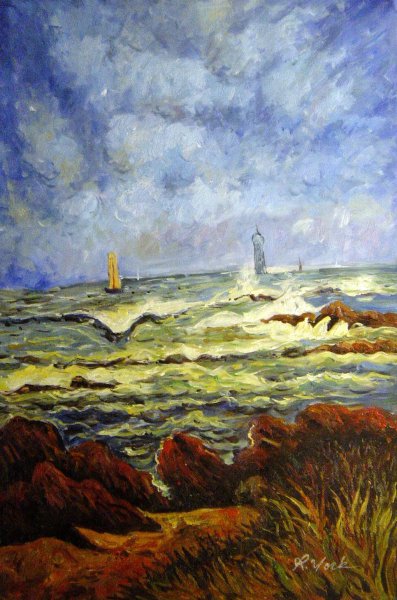 Barges Lighthouse. The painting by Maxime Maufra