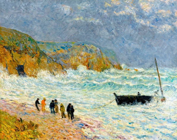 Boat in the Coast, Morgat. The painting by Maxime Maufra