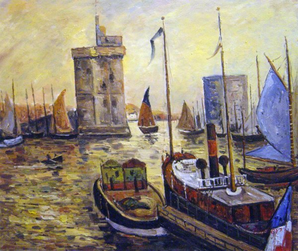 The Port Of La Rochelle At Twilight. The painting by Maxime Maufra