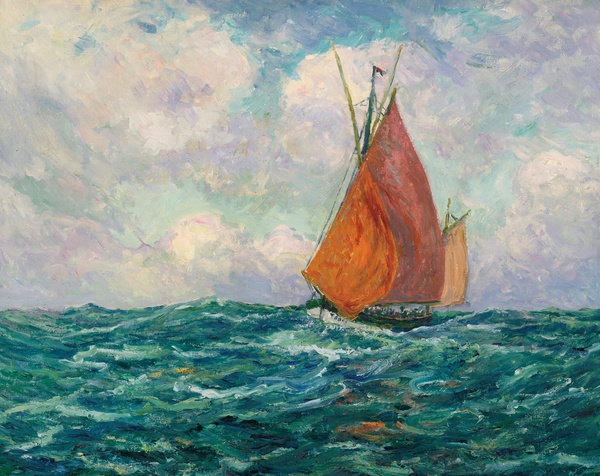 Thonier en Mer. The painting by Maxime Maufra