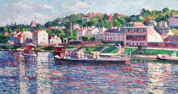 The Barge On The River, 1897. The painting by Maximilien Luce