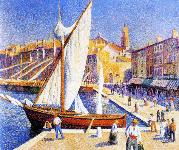 The Port of Saint-Tropez, 1893. The painting by Maximilien Luce
