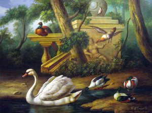 Melchior De Hondecoeter, Birds In A Garden, Painting on canvas