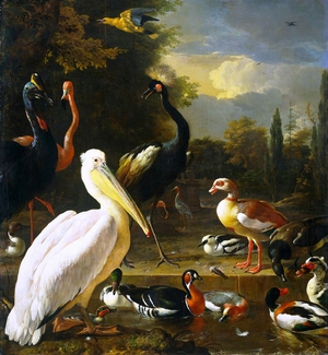 Melchior De Hondecoeter, The Birds in a Park, Painting on canvas