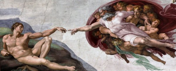 Creation of Man. The painting by Michelangelo