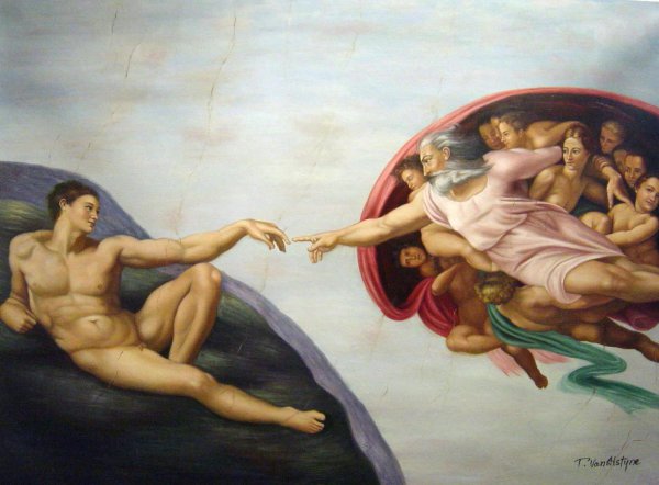 The Creation Of Man. The painting by Michelangelo