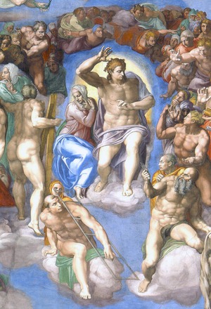 Michelangelo, The Last Judgement - detail, Painting on canvas