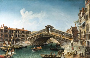 Michele Marieschi, Rialto Bridge from the South, Painting on canvas