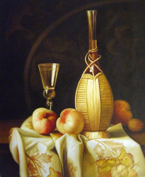 Still Life With Peaches And Wine. The painting by Milne Ramsey