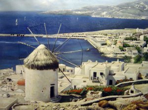 Our Originals, Mykonos View, Greece, Painting on canvas