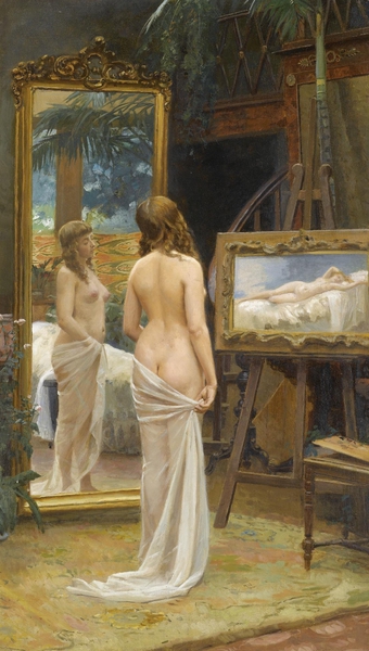 A Nude in the Studio. The painting by Nikolai Kornilievich Bodarevsky