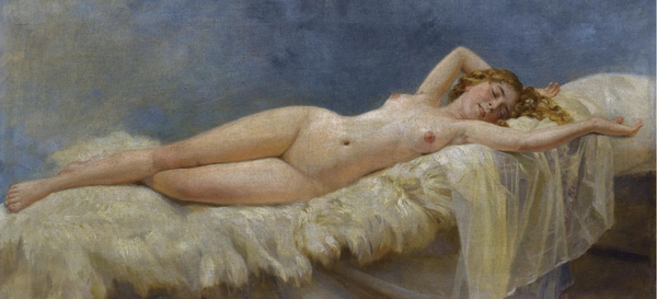 Reclining Nude. The painting by Nikolai Kornilievich Bodarevsky