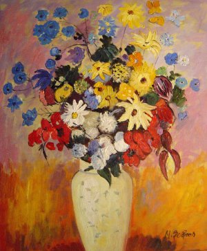 A Large Bouquet In A Japanese Vase Art Reproduction