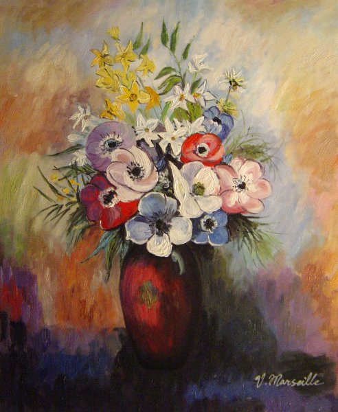 Anemones. The painting by Odilon Redon