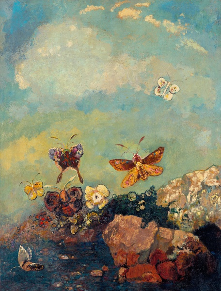 Butterflies. The painting by Odilon Redon
