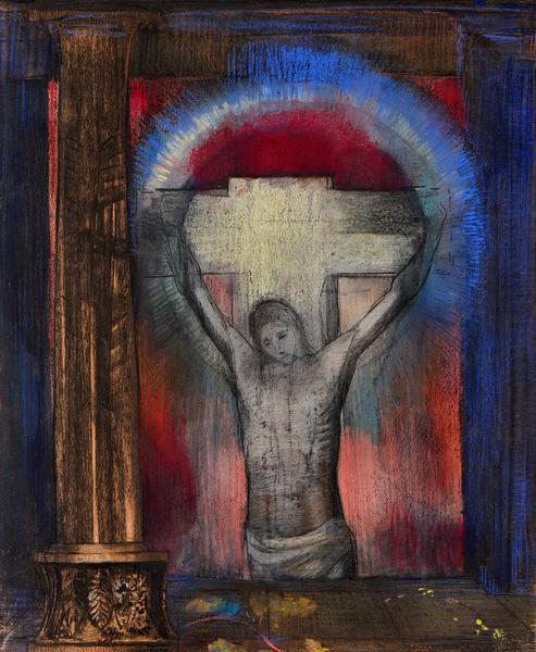 Christ on the Cross. The painting by Odilon Redon