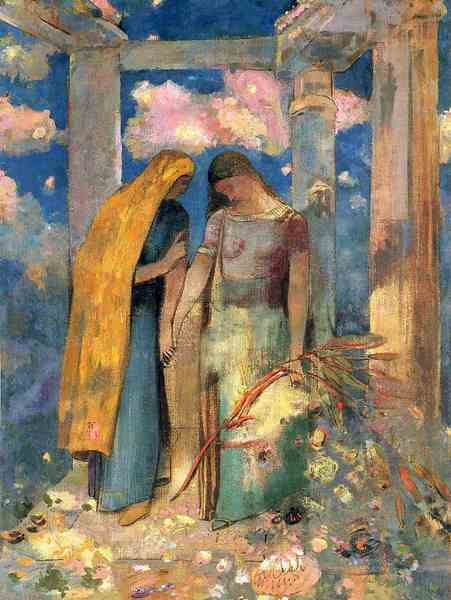 Mystical Conversation. The painting by Odilon Redon