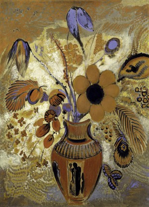 Odilon Redon, The Etruscan Vase with Flowers, Painting on canvas