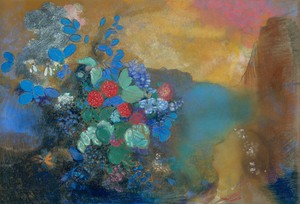 Odilon Redon, The Portrait of Ophelia Among the Flowers, Painting on canvas