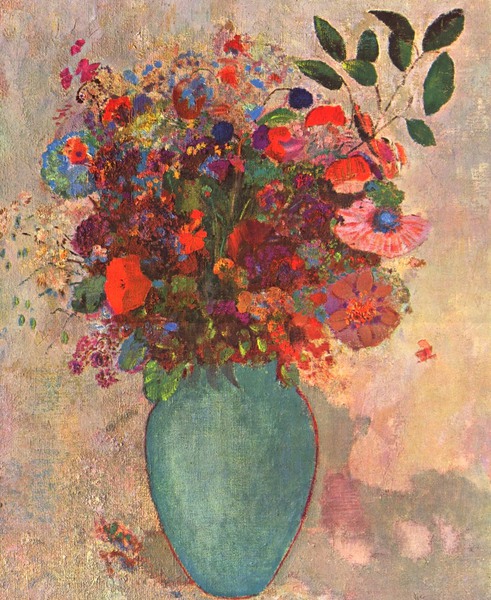 The Turquoise Vase 1. The painting by Odilon Redon