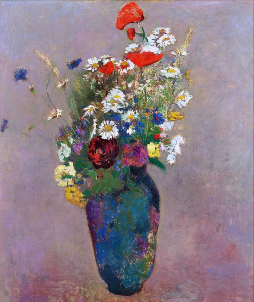 The Vase of Flowers. The painting by Odilon Redon