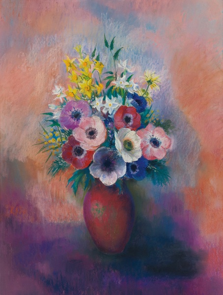 Vase of Anemones. The painting by Odilon Redon