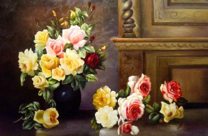 Olaf Hermansen, Still Life Of Roses, Painting on canvas