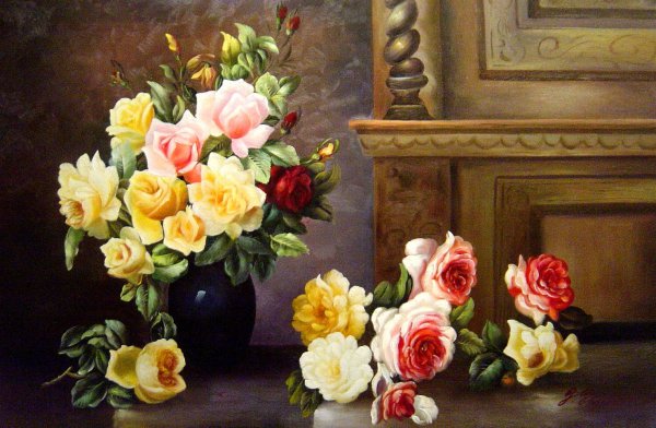 Still Life Of Roses. The painting by Olaf Hermansen