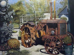 Our Originals, Old Farm Tractor, Painting on canvas