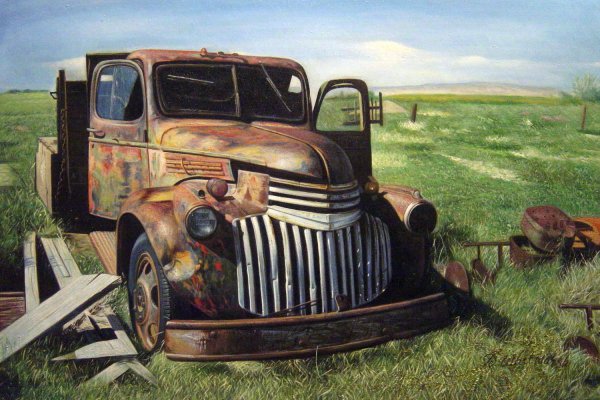 Old Farm Truck. The painting by Our Originals