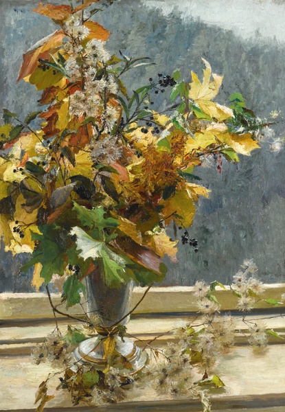 Autumn Leaves. The painting by Olga Wisinger-Florian