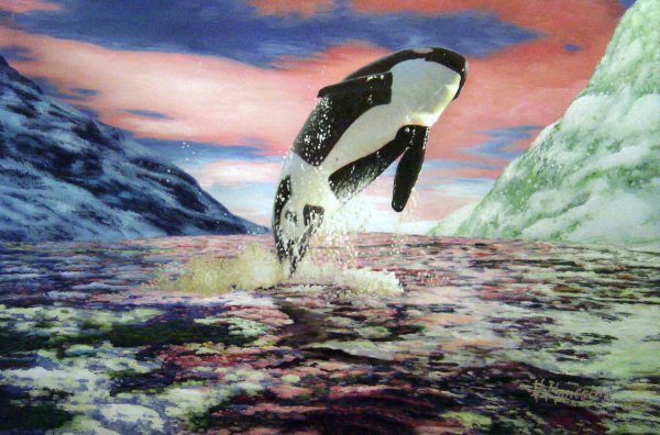 Orca Leaping. The painting by Our Originals