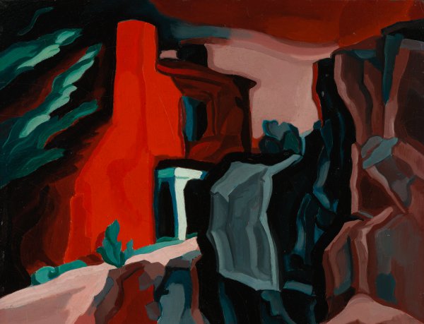 Red Night, Thoughts. The painting by Oscar Bluemner
