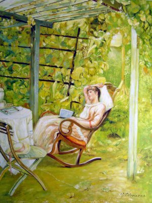 Reproduction oil paintings - Oscar Bluhm - In the Pergola