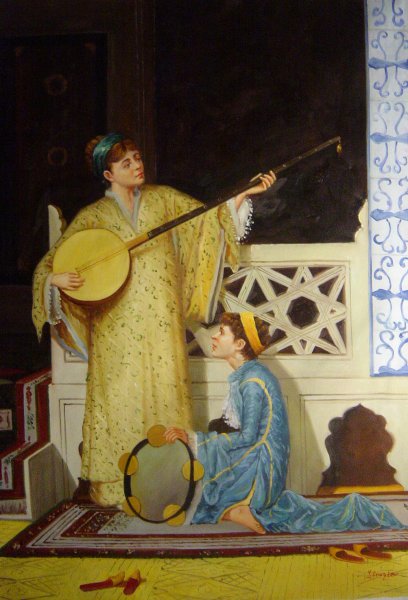 The Musician Girls. The painting by Osman Hamdy-Bay
