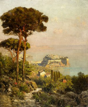Oswald Achenbach, View of the Bay of Naples, Art Reproduction