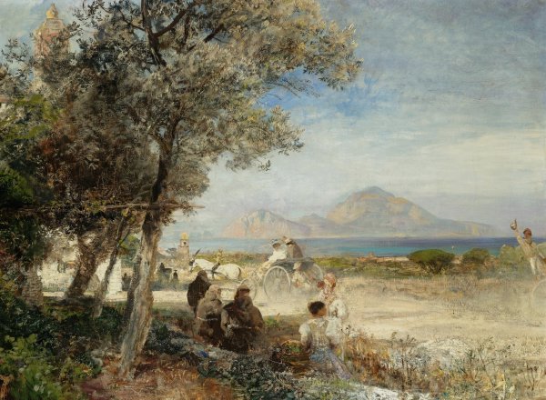 View of the Bay of Naples. The painting by Oswald Achenbach