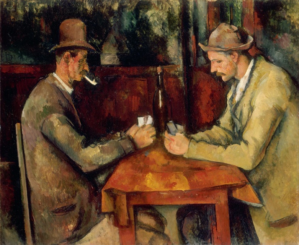A View of the Card Players. The painting by Paul Cezanne