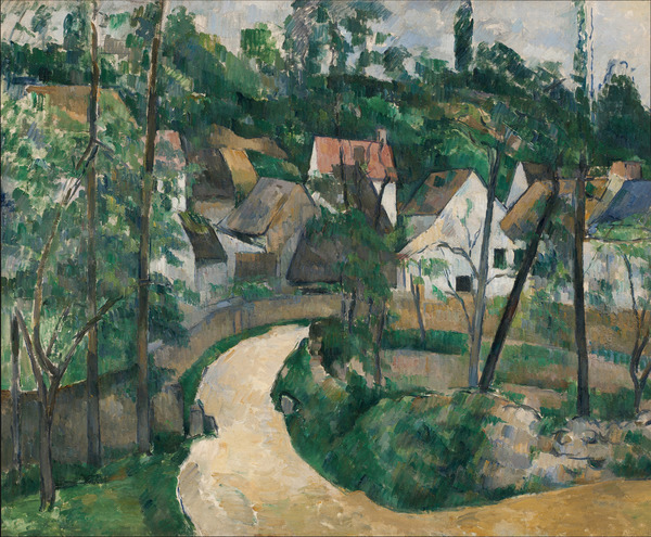 A Winding Road (Street of Rocks at Valhermeil, Auvers-sur-Oise) . The painting by Paul Cezanne