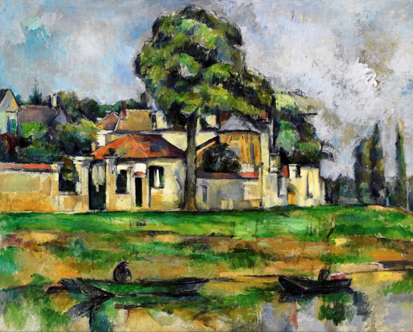 Banks of the Marne. The painting by Paul Cezanne