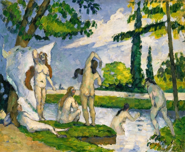 Bathers 1. The painting by Paul Cezanne
