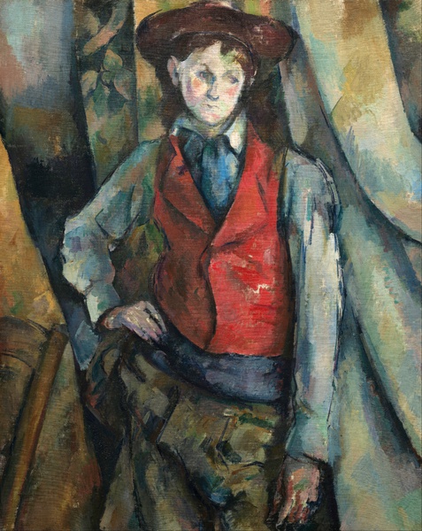Boy in a Red Waistcoat. The painting by Paul Cezanne