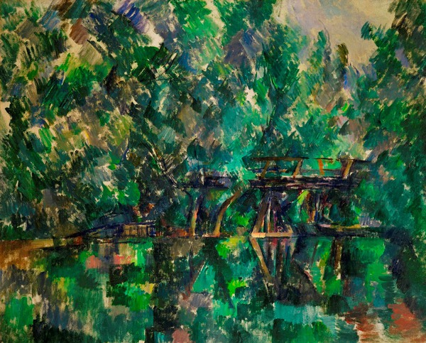 Bridge over the Pond. The painting by Paul Cezanne