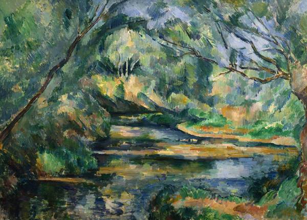 By the Brook. The painting by Paul Cezanne
