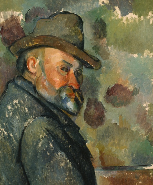 Cezanne Self-Portrait with a Hat. The painting by Paul Cezanne