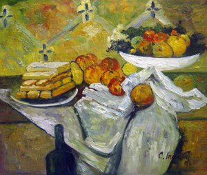 Paul Cezanne, Compotier And Plate Of Biscuits, Painting on canvas