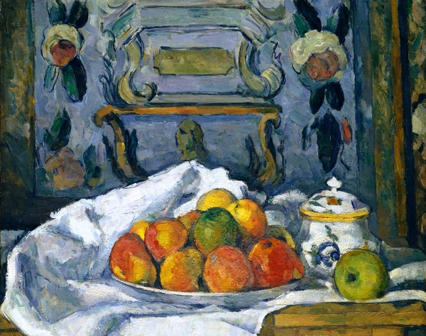 Dish of Apples. The painting by Paul Cezanne