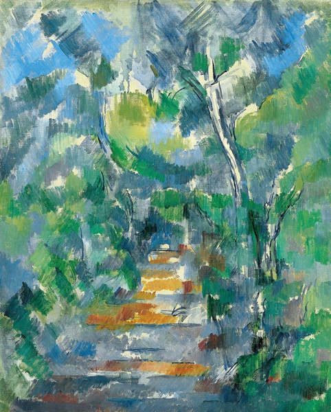 Forest Scene (Path from Mas Jolie to Chateau Noir). The painting by Paul Cezanne