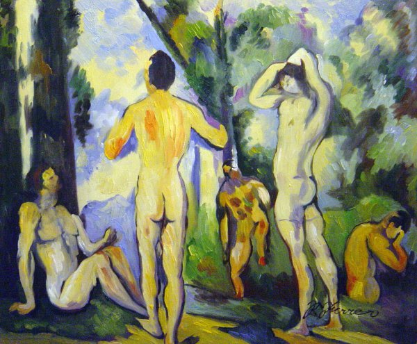 Group Of Bathers. The painting by Paul Cezanne