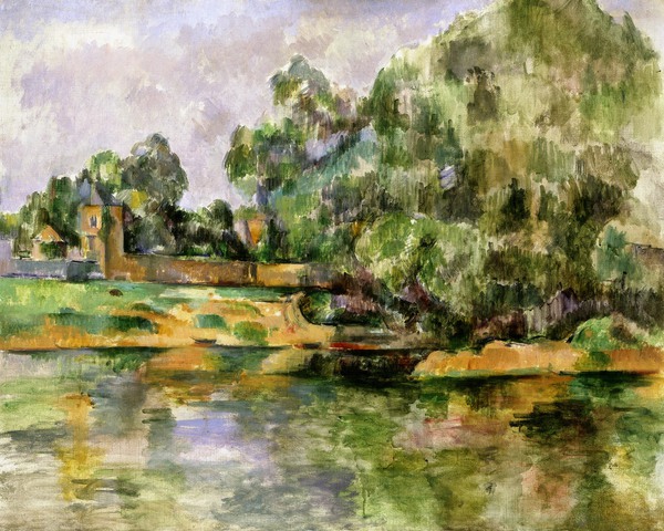 Landscape at the Edge of the Water. The painting by Paul Cezanne